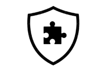Icône de bouclier avec une pièce de puzzle, Kwanty Patrimoine.